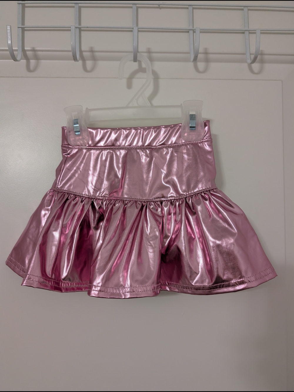 Azarhia Girls 2T Metallic Pink Skort Skirt Built In Shorts Dance Cheer